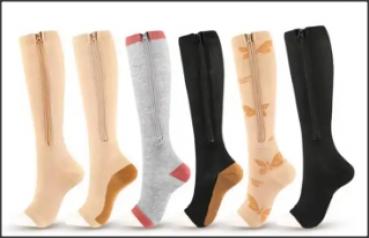 Kompressionsstrümpfe mit Reißverschluss 18-21 mmHg und offenen Zehenbereich 3 Paar